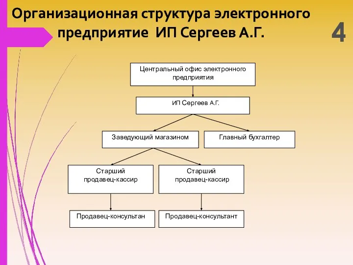 Организационная структура электронного предприятие ИП Сергеев А.Г. 4