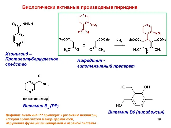 Биологически активные производные пиридина Изониазид – Противотуберкулезное средство Витамин В5 (РР)