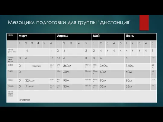 Мезоцикл подготовки для группы ‘Дистанция’