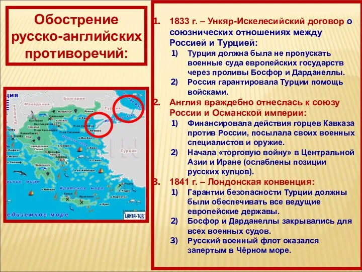 Обострение русско-английских противоречий: 1833 г. – Ункяр-Искелесийский договор о союзнических отношениях
