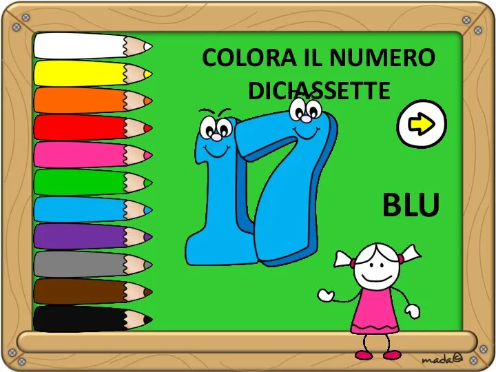 BLU COLORA IL NUMERO DICIASSETTE