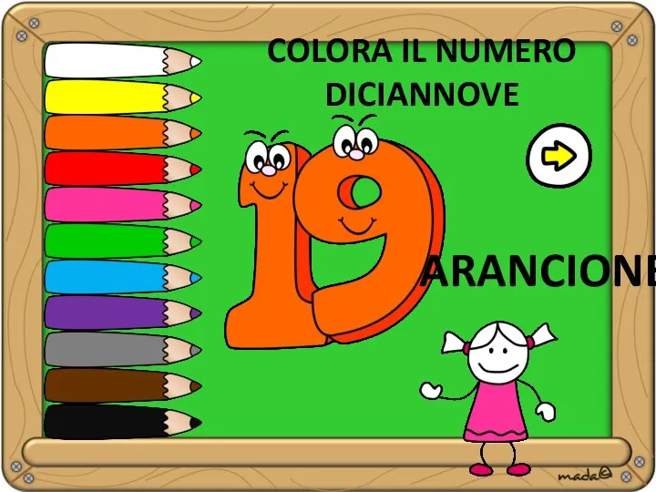 ARANCIONE COLORA IL NUMERO DICIANNOVE