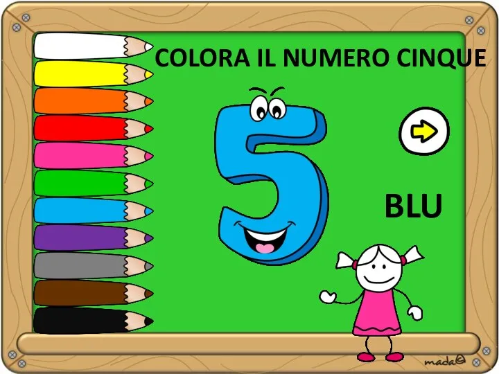 BLU COLORA IL NUMERO CINQUE