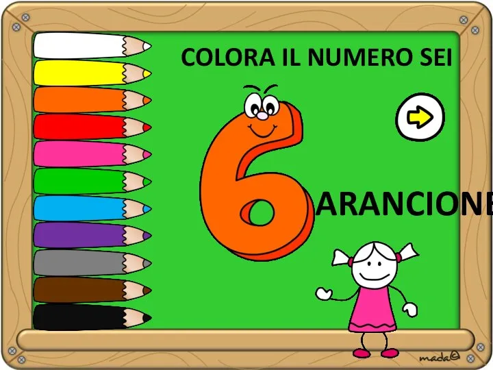 ARANCIONE COLORA IL NUMERO SEI