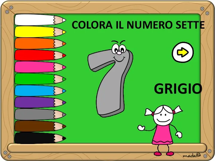 GRIGIO COLORA IL NUMERO SETTE