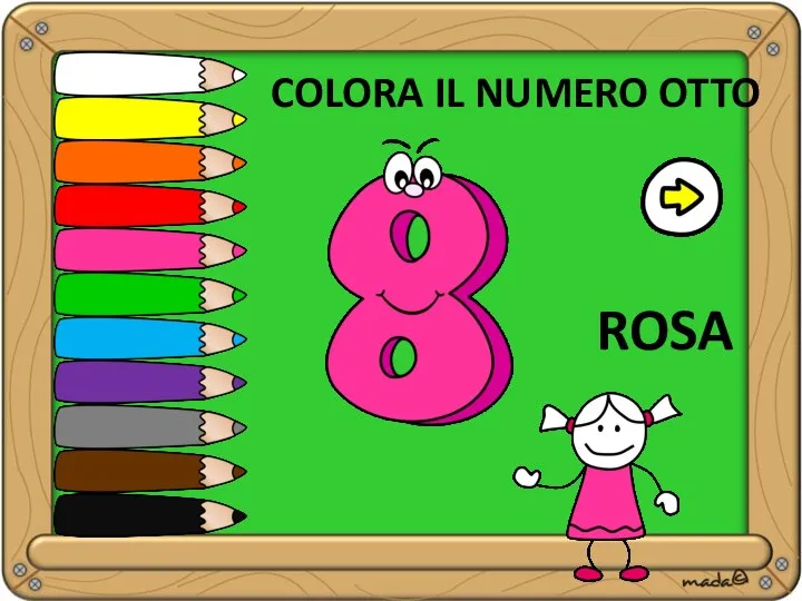 ROSA COLORA IL NUMERO OTTO