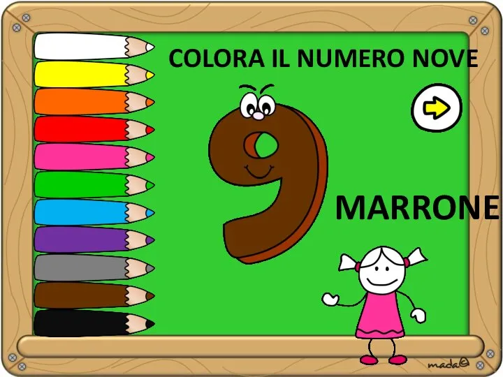 MARRONE COLORA IL NUMERO NOVE