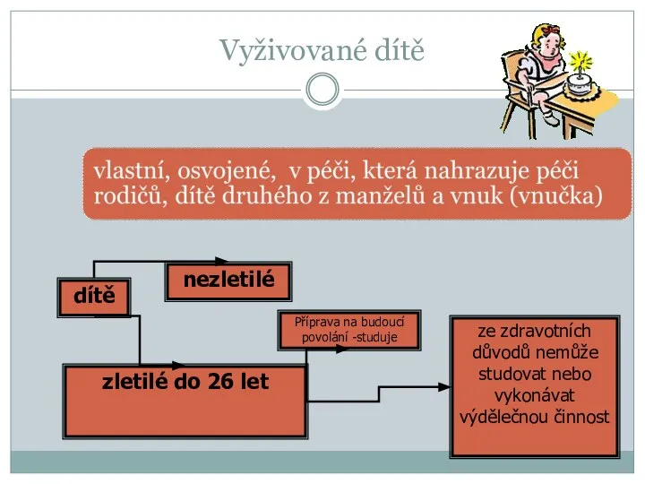 Vyživované dítě dítě nezletilé zletilé do 26 let Příprava na budoucí