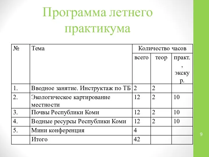 Программа летнего практикума