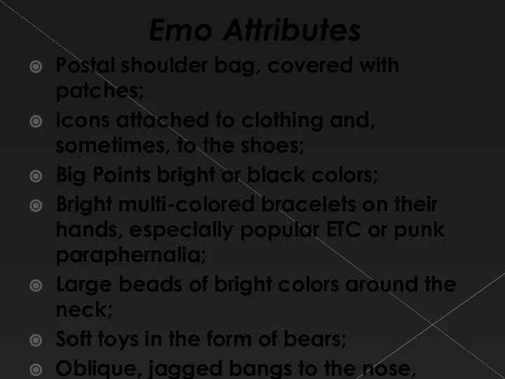 Emo Attributes Postal shoulder bag, covered with patches; Icons attached to