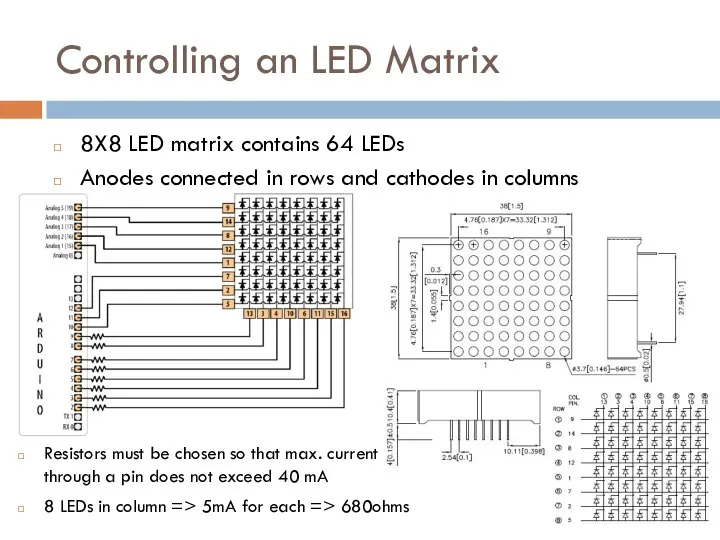 Controlling an LED Matrix 8X8 LED matrix contains 64 LEDs Anodes