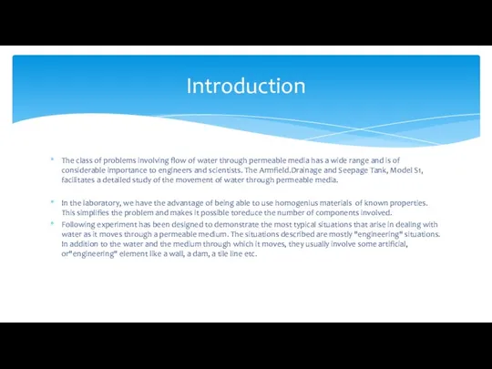 The class of problems involving flow of water through permeable media