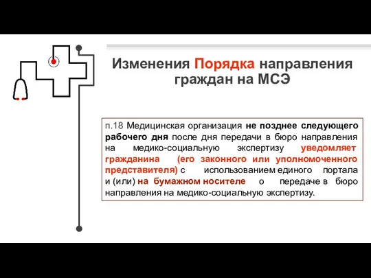 Изменения Порядка направления граждан на МСЭ п.18 Медицинская организация не позднее