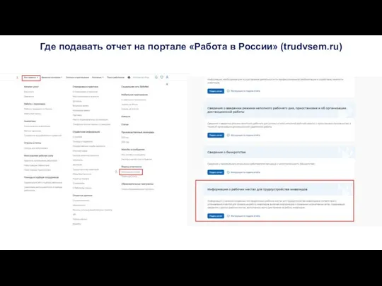 Где подавать отчет на портале «Работа в России» (trudvsem.ru)