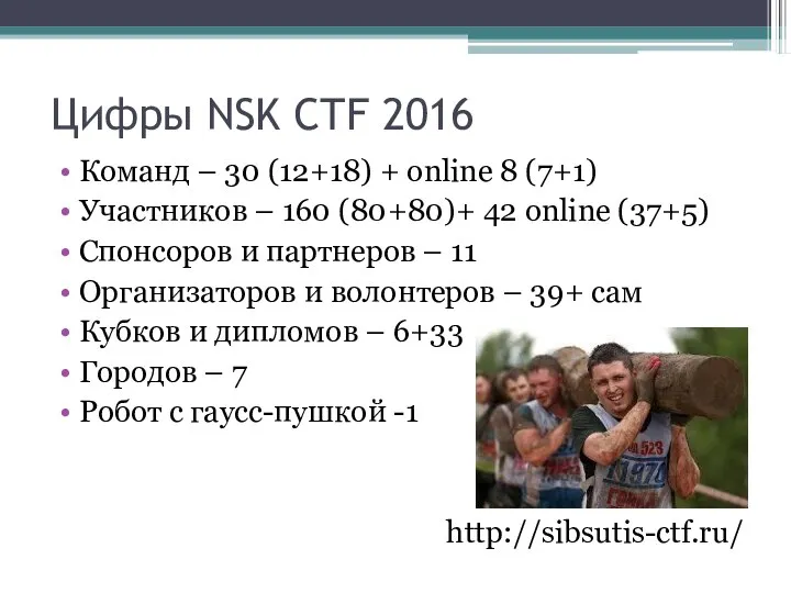 Цифры NSK CTF 2016 Команд – 30 (12+18) + online 8