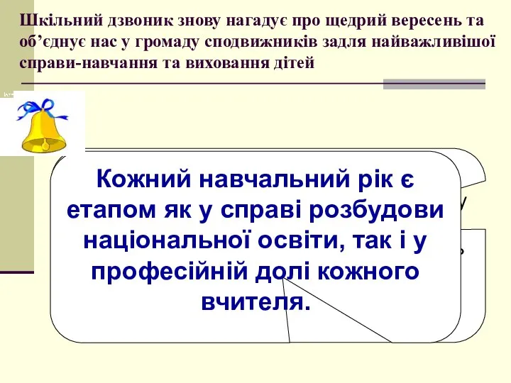 Шкільний дзвоник знову нагадує про щедрий вересень та об’єднує нас у