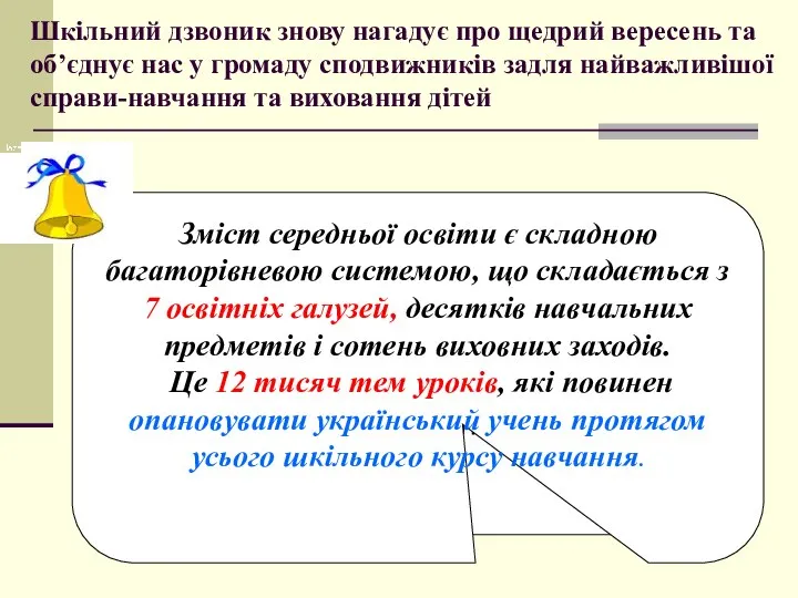 Шкільний дзвоник знову нагадує про щедрий вересень та об’єднує нас у