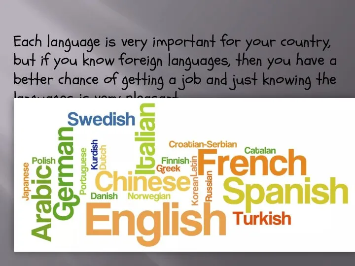 Each language is very important for your country, but if you