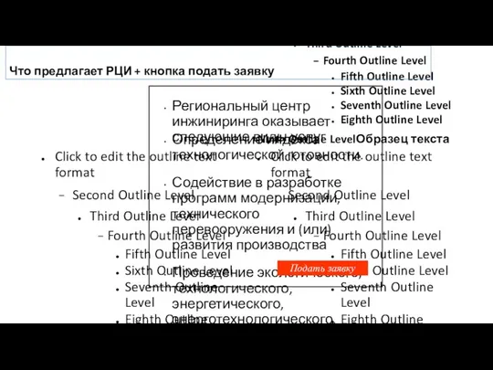 Региональный центр инжиниринга оказывает следующие виды услуг Определение индекса технологической готовности.