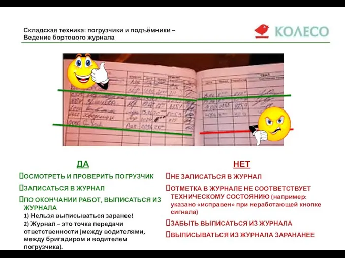 Складская техника: погрузчики и подъёмники – Ведение бортового журнала ДА ОСМОТРЕТЬ