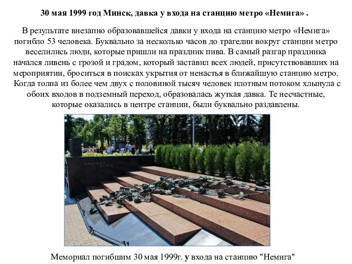 В результате внезапно образовавшейся давки у входа на станцию метро «Немига»