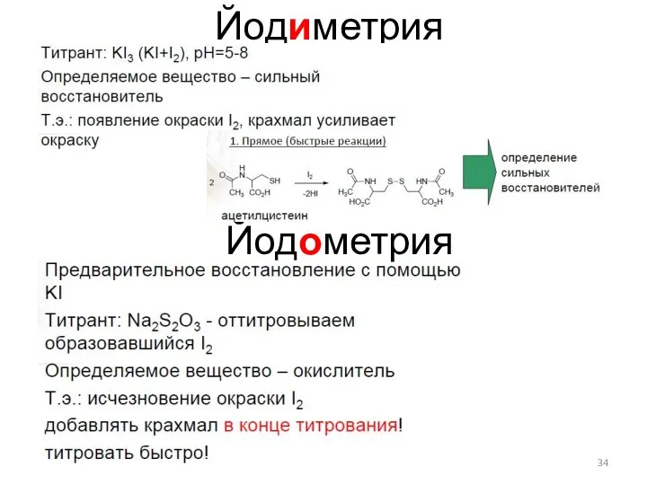 Йодиметрия Йодометрия