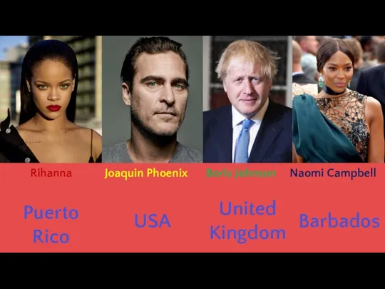 Puerto Rico Rihanna Joaquin Phoenix Boris Johnson Naomi Campbell Barbados USA United Kingdom