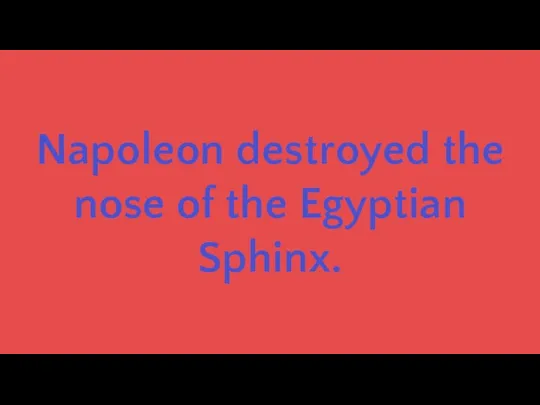 Napoleon destroyed the nose of the Egyptian Sphinx.
