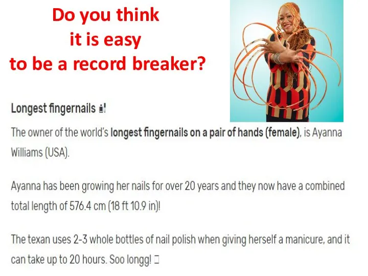 Do you think it is easy to be a record breaker?