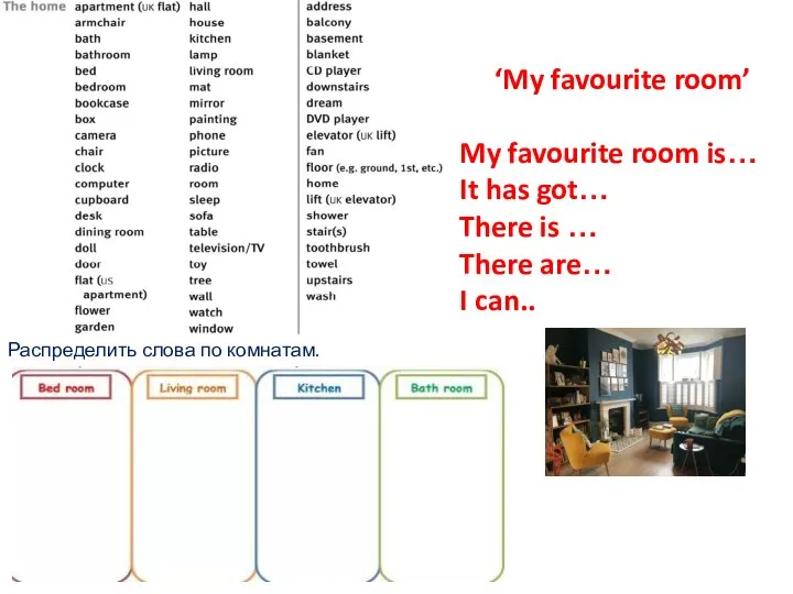 ‘My favourite room’ My favourite room is… It has got… There