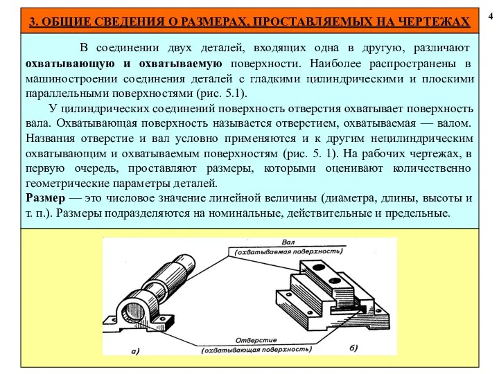 3. ОБЩИЕ СВЕДЕНИЯ О РАЗМЕРАХ, ПРОСТАВЛЯЕМЫХ НА ЧЕРТЕЖАХ 4 В соединении