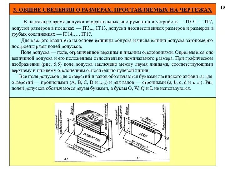 3. ОБЩИЕ СВЕДЕНИЯ О РАЗМЕРАХ, ПРОСТАВЛЯЕМЫХ НА ЧЕРТЕЖАХ 10 В настоящее