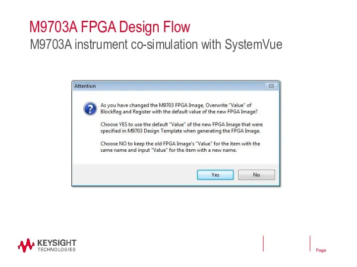 M9703A FPGA Design Flow M9703A instrument co-simulation with SystemVue
