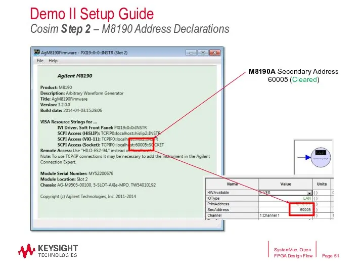 M8190A Secondary Address 60005 (Cleared) SystemVue, Open FPGA Design Flow Demo