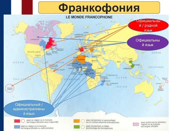 Франкофония Официальный / родной язык Официальный язык Официальный / административный язык