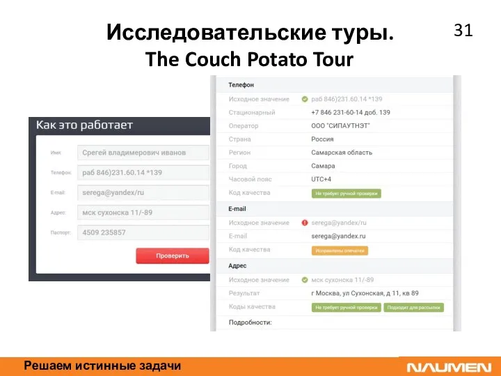 Решаем истинные задачи Исследовательские туры. The Couch Potato Tour