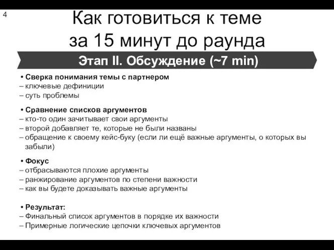 Этап II. Обсуждение (~7 min) Сверка понимания темы с партнером ключевые