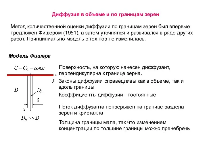 Диффузия в объеме и по границам зерен Метод количественной оценки диффузии