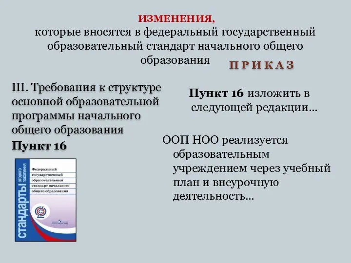 III. Требования к структуре основной образовательной программы начального общего образования Пункт