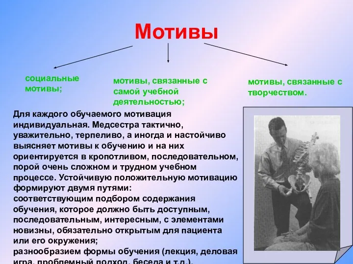 Мотивы мотивы, связанные с творчеством. социальные мотивы; мотивы, связанные с самой