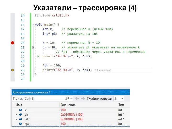 Указатели – трассировка (4)