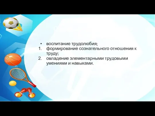 Основные задачи трудового воспитания воспитание трудолюбия; формирование сознательного отношения к труду;