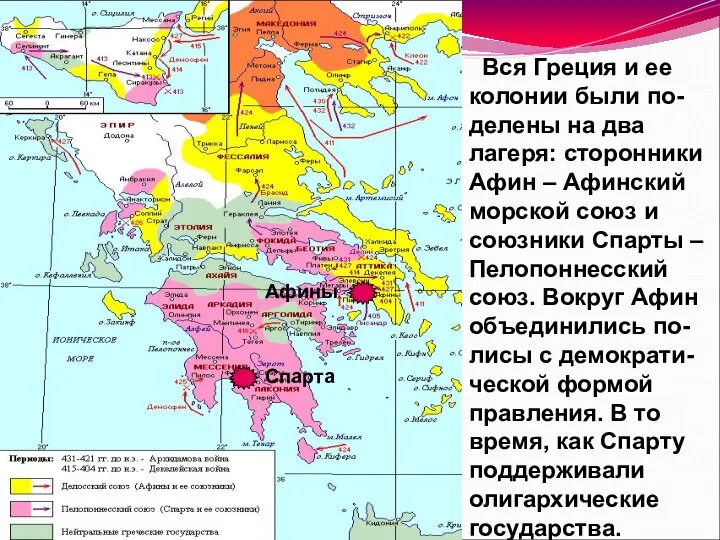 Спарта Афины Вся Греция и ее колонии были по-делены на два