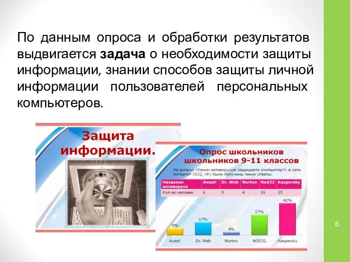 По данным опроса и обработки результатов выдвигается задача о необходимости защиты