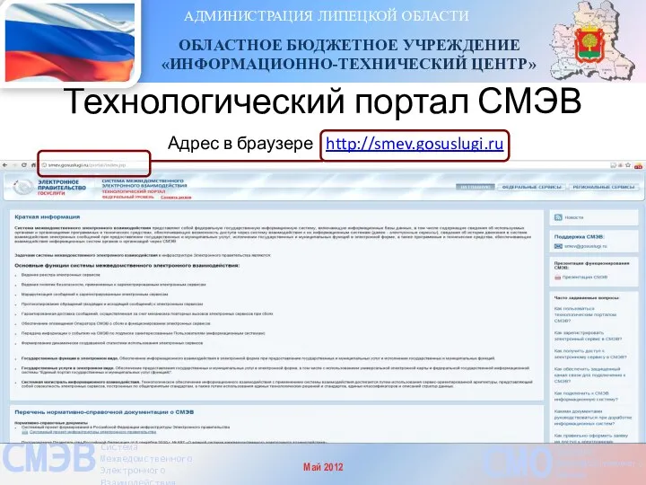 Технологический портал СМЭВ АДМИНИСТРАЦИЯ ЛИПЕЦКОЙ ОБЛАСТИ ОБЛАСТНОЕ БЮДЖЕТНОЕ УЧРЕЖДЕНИЕ «ИНФОРМАЦИОННО-ТЕХНИЧЕСКИЙ ЦЕНТР»