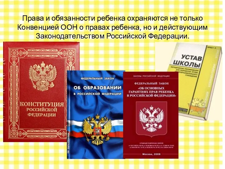 Права и обязанности ребенка охраняются не только Конвенцией ООН о правах