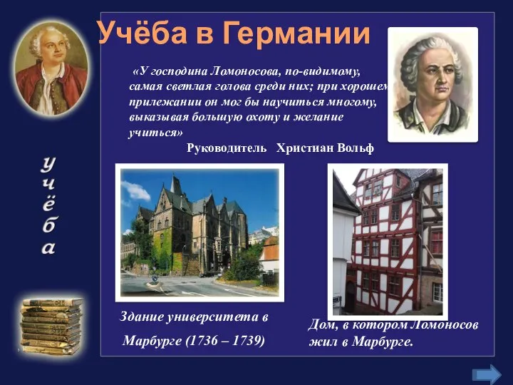 Учёба в Германии Здание университета в Марбурге (1736 – 1739) Дом,