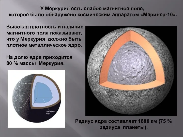 У Меркурия есть слабое магнитное поле, которое было обнаружено космическим аппаратом