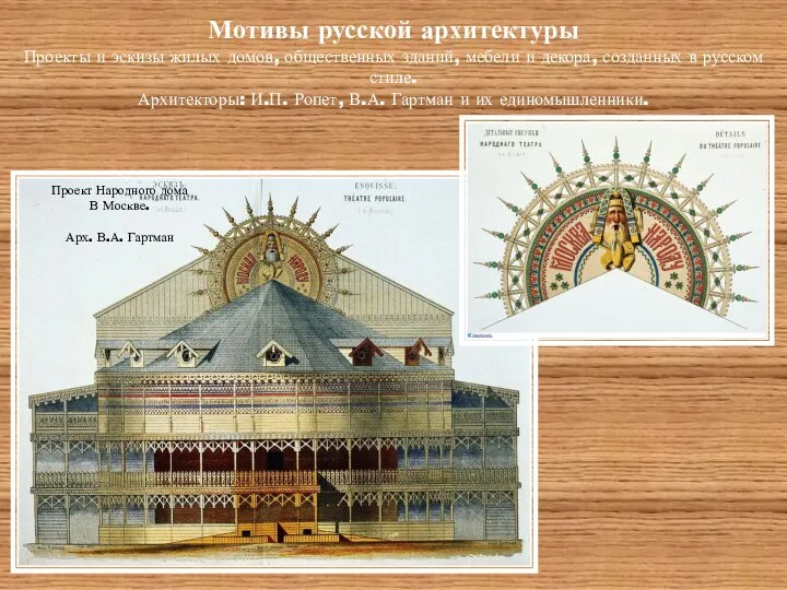 Мотивы русской архитектуры Проекты и эскизы жилых домов, общественных зданий, мебели