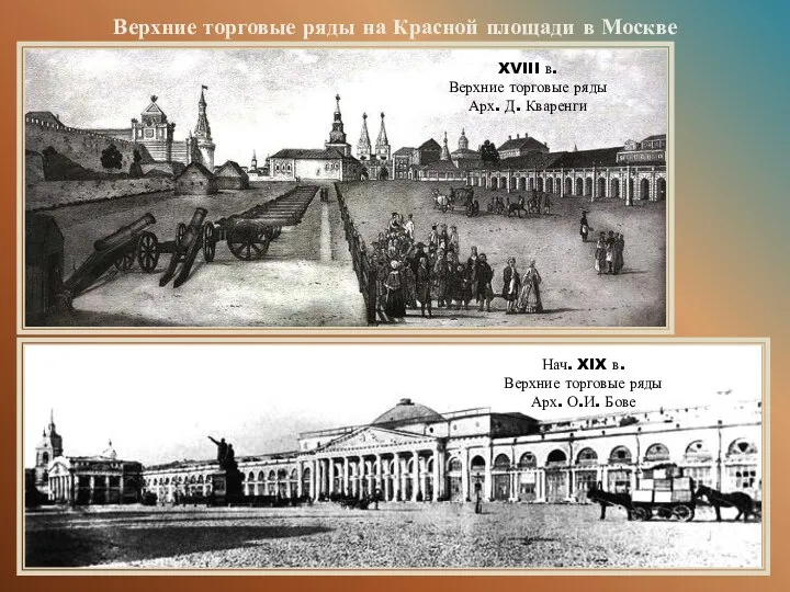 Верхние торговые ряды на Красной площади в Москве XVIII в. Верхние
